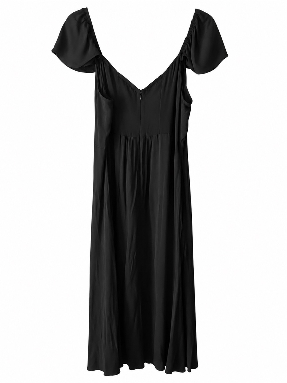 NWT Quince Georgette Short Sleeve Midi DressTrue Black Size XL Minimalist Casual - Picture 2 of 11